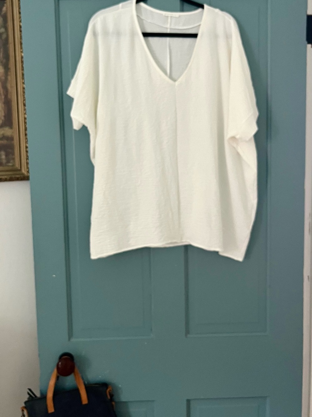 Reborn Cream V-Neck Flowing Tunic Blouse
